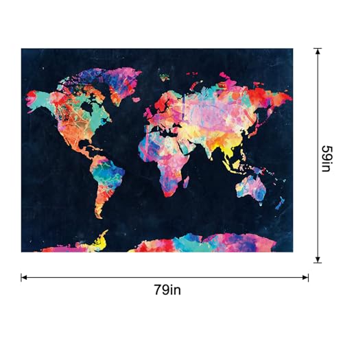 World Map Tapestry Abstract Travel Wall Art Large Wall Hanging for Bedroom Living Room Dorm Room Home Decor - color: World Map, size: 79"L x 59"W