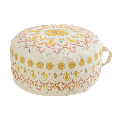 MOCOFO Round Bohemian Ottoman Pouf Cover, 18 Inch, Cotton Blend, Church Window Print, Living Room Storage Footrest, Cover Only (Light Tie-dye Pink) - color: Light Tie-dye Pink