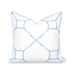 Hofdeco Premium Grandmillennial Coastal Hampton Patio Indoor Outdoor Throw Pillow Cover Only, 22"x22" Water Repellent for Backyard, Couch, Poolside, Azure Baby Blue Print Bamboo Trellis - color: Azure Baby Blue Bamboo Trellis 22"x22"