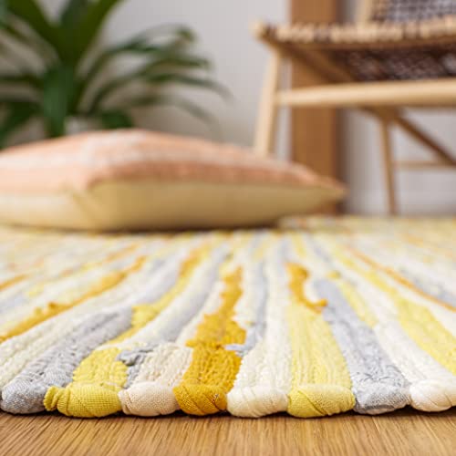 SAFAVIEH Rag Rug Collection Accent Rug - 2' x 3', Gold & Multi, Handmade Boho Stripe Cotton, Ideal for High Traffic Areas in Entryway, Living Room, Bedroom (RAR129N) - color: Gold/Multi, size: 2' x 3' (Rectangular)