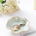 JAMEND CLXP 2PCS Lotus Leaf Shape Ring Holder Dish, Small Key Bowl, Ceramic Trinket Tray Jewelry Dish Organizing Necklace Earrings for Mom Friend Sister, All Jewelries Are NOT Included, Light Green.… - color: Light Green-2PCS
