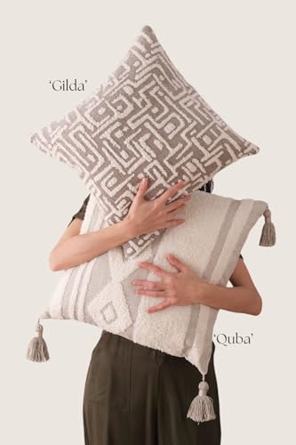 Woven Jacquard Throw Pillow Cover, Pack of 1 Geometric Pattern Textured Decorative Cushion Covers for Sofas, Couches, Fade Resistant Pillow for Sofa & Couch, Gilda, Green, 18x18 Inch - color: Green
