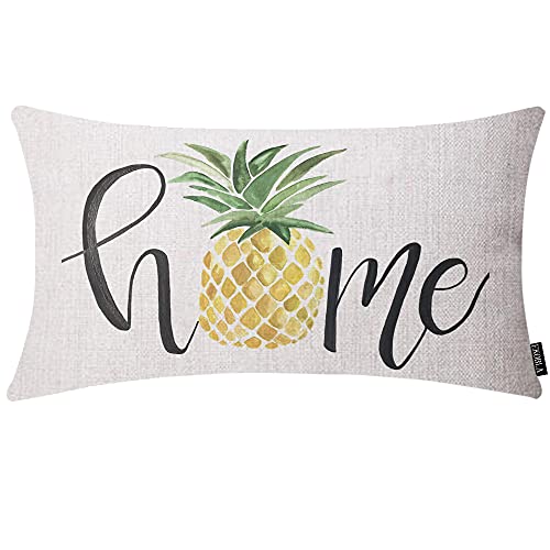 EKOBLA Retro Pineapple Decorative Throw Pillow Case Tropical Exotic Fresh Fruit Cotton Linen Cushion Case for Sofa Couch 12x20 Inches - color: Multi-bs06, size: 20" x 12" (Pack of 1)