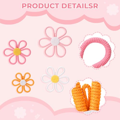 UwinVwin 4 Pcs Boho Daisy Wall Hanging, Woven Macrame Flower Decor, Bohemian Wall Art for Living Room, Bedroom, Home - color: 4 Pcs
