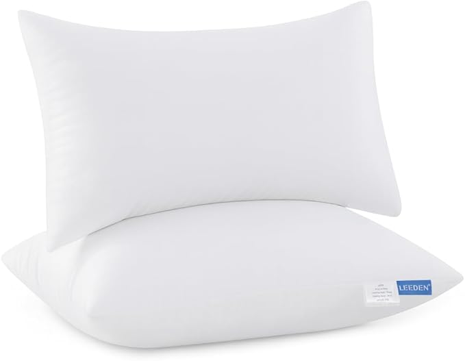 Leeden 12x20 Pillow Inserts Pack of 2, Fluffy Lumbar Throw Pillow Inserts, Soft Rectangle Decorative Throw Pillows for Couch, Sofa, Bed, and Home Decor White Pillows