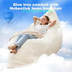 Hobestluk 3 in 1 Bean Bag Chair Giant Bean Bag Chairs for Adults with Plush Faux Fur Cover Convertible Bean Bag Floor Cushion with Machine Washable Cover for Living Room (Plush White) - color: Cream