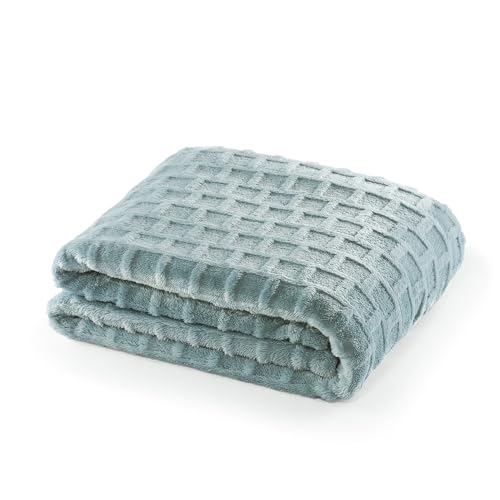 Velvet Plush Jacquard Tile Throw Blanket for Couch - Buttery Soft, Cozy Throw, for Women (Aqua, 50" x 60") - color: Aqua