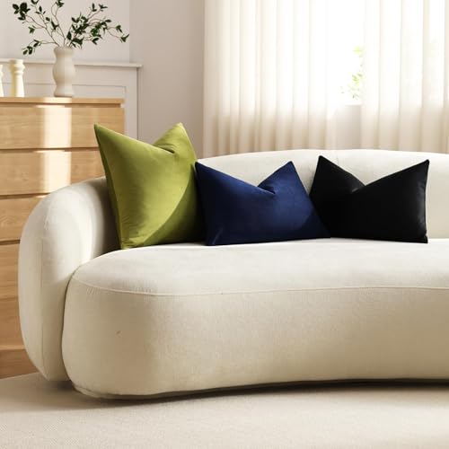 DEZENE Lumbar Pillow Covers 12x20 Black: Pack of 2 Cozy Soft Velvet Rectangular Modern Luxury Decorative Throw Pillow Cases for Sofa Couch Living Room Bed Home Decor - color: Caviar, size: 20" x 12" (Pack of 2)
