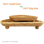 Wicker Display Riser for Serving Display,Boho Rattan Decorative Pedestal Stand for Home Decor,14.2" Traingle Wicker Plant Stand