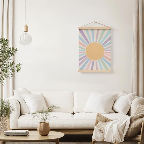 ZNGFON Boho Sun Poster Hanger Frame 12x16, Bohemian Sunshine Canvas Wall Art Posters with Wooden Frames, Abstract Minimalist Wall Hanging Room Door Decor Decorations for Bedroom Living Room A3 - color: Decor 02