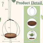Threehoney 1 Pack Hanging Planters for Indoor Black Plant Hanger with Round Wood Base Large Indoor Hanging Plant Shelf Boho Holder Gift for Mom,housewarming (7.9 '') - size: 7.9 ''