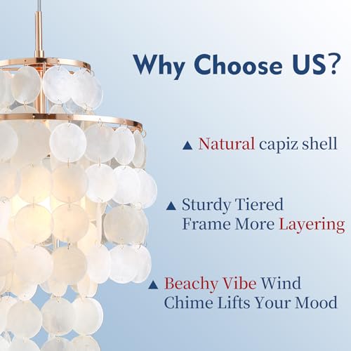 Mini Chandelier Capiz Shell Dinning Room Chandeliers 11" Ceiling Light Polished Gold Finish Flush Mount Mordern Pendant Light for Kitchen,Living Room,Bathroom,Bedroom,Dimmable Led Bulb Included - size: 11 inch mini