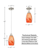 karyfine Art Glass Mini Pendant Lights Kitchen Island Marble Glass Pendant Light Shade with Brushed Nickel Finish Ceiling Hanging Lights for Kitchen Over Sink,Dining/Living Room Red Marble-1Pack - color: Red marble -1Pack