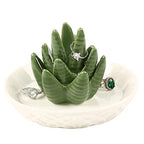 HOME SMILE Ceramic Aloe Ring Holder,Cactus Dish Dish for Jewelry,Christmas Birthday Gifts for Women