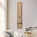 YOOSART 8" x 47" Boho Vertical Rattan Wall Art with Water Vase Stand, Neutral Style Wall Planter Decor with Artificial Floral Accents, Tall Narrow Wall Decor for Living Room, Entryway (Bamboo Weaving)