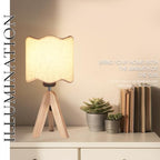 Hamilyeah Tripod Table Lamp with Wood Base, Bedside Lamp with Scalloped Fabric Linen Shade and On/Off Switch, Morden Nightstand Desk Lamp for Bedroom, Living Room, Kids Room, Office Dorm - color: Walnut Beige 1 PACK