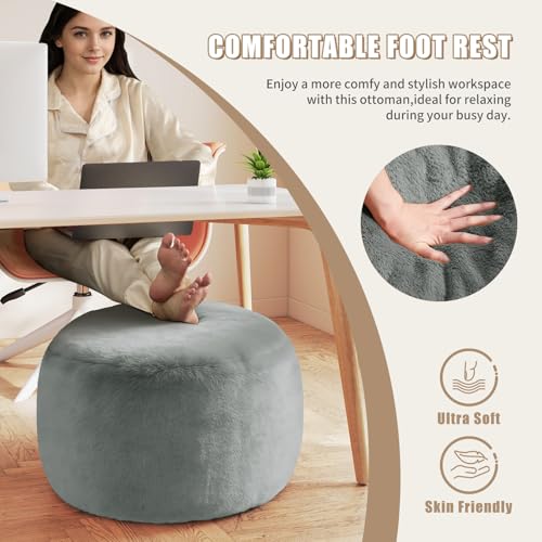 Gericco Round Pouf Ottoman Foot Rest, 29 X 18Inch Floor Poufs Footstool, A Round Modern Foam Filled Foot Stool for Living Room, Home, Nursery, Dorm (Grey, 29Inch) - color: Grey, size: 29.9"D x 29.9"W x 17.7"H