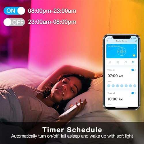 DAYBETTER Smart WiFi Led Lights, 50 FT RGB Led Strip Lights Compatible with Alexa and Google Assistant, App Voice Remote Control Music Sync Color ChangingLED Strip Lighting for Bedroom Room Decor - size: 50FT