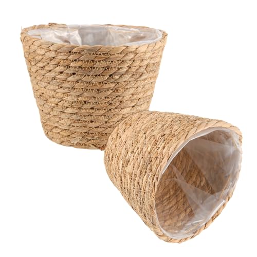4 Pack 10 in 8.7 in 7 in Seagrass Planter Basket for Indoor Outdoor Plants, Decorative Woven Flower Pot Cover Fits Most Plant Containers