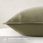 MIULEE Neutral Green Linen Pillow Covers Pack of 4 Decorative Natural Solid Throw Pillow Covers Accent Boho Farmhouse Couch Pillowcases Modern Spring Home Decor for Living Room Bed Sofa 18x18 Inch