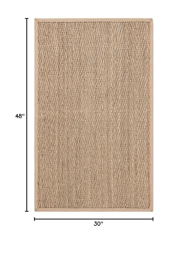 SAFAVIEH Natural Fiber Collection Area Rug - 2'6" x 4', Natural & Beige, Seagrass, Herringbone Pattern with Border (NF115A) - color: Natural/Beige, size: 2'6" x 4' (Rectangular)