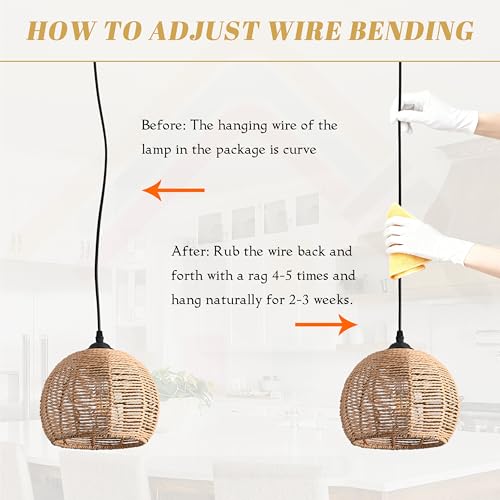 5-Light Woven Foyer Chandeliers for High Ceiling,5 Dome Boho Rattan Pendant Light Farmhouse Wicker Ceiling Light,rustic Hemp rope Light Fixture For Living Room Hallway Staircase Entryway(Bulb Incl. - color: 14" Natural 5-Light