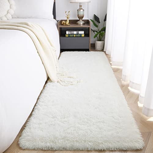 Jelymark Super Soft Shaggy Rug for Bedroom, 2x6 Feet Fluffy Carpet for Living Room, Fuzzy Indoor Plush Area Rug for Home Decor, Furry Floor Rugs for Dorm, Kids Nursery Rug for Girls, Cream White - color: Cream White, size: 2' x 6' (Rectangular)