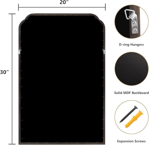 WallBeyond Wood Bathroom Mirrors for Wall Mounted, 20" x 30" Rustic Wood Frame Wall Mirrors Decorative for Living Room or Bedroom Vanity Mirror (Black) - color: Black B, size: 30"L x 20"W