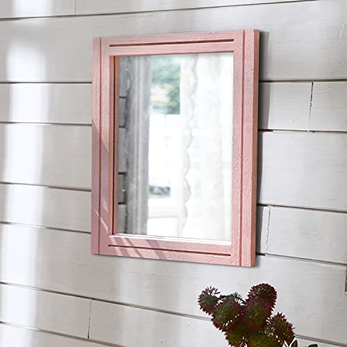AAZZKANG Rectangle Mirror with Wood Framed Modern Farmhouse Hanging Wall Mirrors Decor for Bedroom Bathroom Living Room Home Entryway Large 20"x16" - color: Light Pink, size: 20"L x 16"W