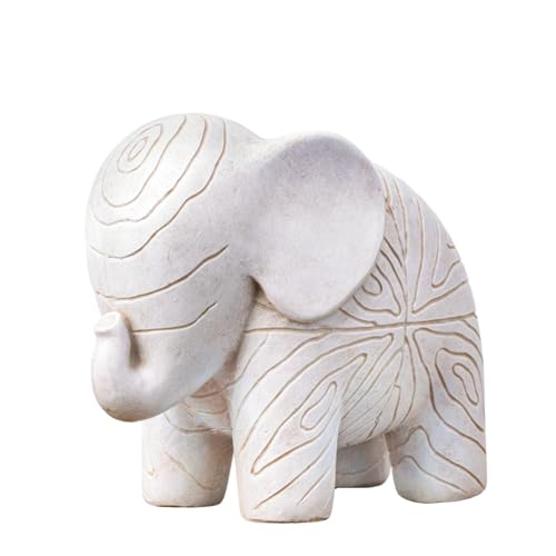 Small Elephant Statue,Boho Textured Animal Elephant Figurine Decor Ornament, Good Luck Resin Elephant Gifts for Women,Tabletop Home Decoration for Shelf Living Room Bedroom Office-White - color: White