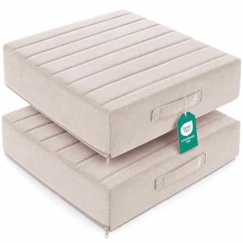 Codi High Density Foam Floor Pillow 2 Sets, Large Meditation Cushions Seating for Adults and Yoga Sitting, Washable Thick Couch Cushion with Soft Tufted Covers - 22 inch Ivory - color: Ivory, size: 22 Inch (Pack of 2)