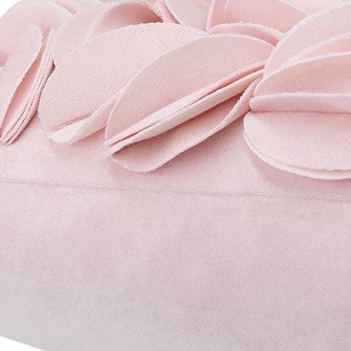 KINGROSE 3D Flower Throw Pillow Case Decorative Pillow Case Handmade Cushion Cover for Sofa Couch Bedroom Home Decor 12 X 20 Inches Velvet Pink - color: Pink - Velvet