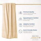 THREAD SPREAD Organic GOTS Certified Cotton Blanket, Twin/Twin XL - 350 GSM, Antistatic, Fuzzy Soft, Lightweight, Sofa, Camping & Travel, All-Season Herringbone Throw, Biege + Stylish Bonus Tote Bag - color: Herringbone - Beige, size: Twin / Twin XL
