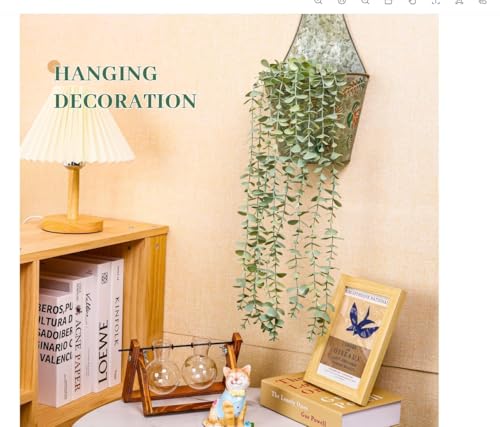 Der Rose 1Pcs Fake Plants Hanging Artificial Potted Faux Eucalyptus Plants for Modern Boho Farmhouse Bathroom Office Desk Wall Art Shelf Living Room Aesthetic Decor Indoor - color: Grey