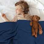 Utopia Bedding Knit Blanket King Size (90x102 Inches, Navy) Soft Lightweight Jersey Breathable Sweatshirt Blanket for Bed,Couch & Sofa - color: Navy, size: King