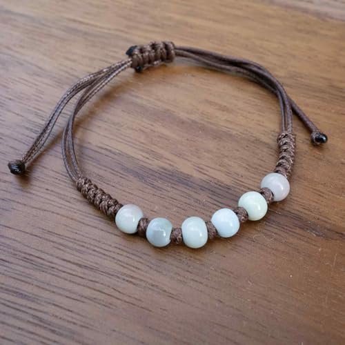 Handmade Green Boho Bracelets for Women, Bohemian Ceramic Beads Bracelets for Friends, Trendy Porcelain Stone Beaded Bracelets for Sisters - color: white and red