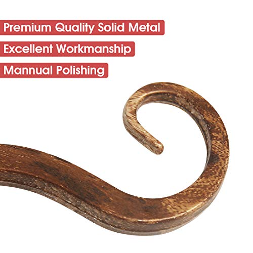 Jardim 2 Pack 6 Inch Premium Decorative Metal Iron Wall Hook, Indoor Outdoor Plant Hanger, Rustic Hanging Gardening Bracket Hook, for Planters, Bird Feeders, Lanterns, Wind Chimes (Coffee) - color: Coffee, size: 6 Inch