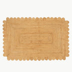 GRUHUM Scalloped Jute Area Rugs 5'x8' ft Natural Fiber Handwoven Boho Reversible Farmhouse Soft Braided Rug Indoor Ecofriendly Livingroom Bedroom Kitchen Hallways Enterways Rectangular Rug - color: Natural-55, size: 5' x 8' (Rectangular)