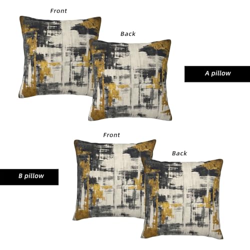 Black Gold Painting Throw Pillow Covers 18x18 Inch Set of 2, Modern Abstract Oil Painting Pillow Cover Abstract Art Painting Doodles Cushion Covers for Sofa Couch Bed Living Room - color: Black Gold, size: 18" x 18" (Pack of 2)