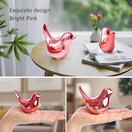 Notakia Small Birds Statues Pink Home Decor Modern Style Decorative Ornaments for Living Room, Bedroom, Office Desktop, Cabinets (2Pcs Pink Birds) - color: 2pcs Pink Birds
