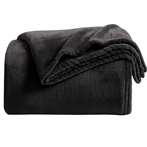 KMUSET Super Soft Throw Blanket Premium Silky Flannel Fleece Twin Size Black Microfiber Lightweight Blanket All Season Use,60X80 inches - color: Black, size: Twin(60"x80")