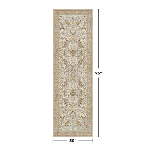 Hazo Haus 2'6"x8' Long Hallway Runner Rug - Vintage Botanical Wide Runners for Kitchen Bedroom Hall Way, Washable Non Slip with Rubber Backing, Beige Floral Décor - color: Beige, size: 2'6" x 8' (Runner)