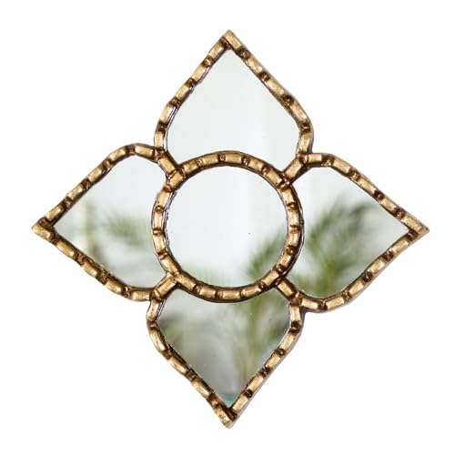 Small Decorative Gold Peruvian Mirror Gallery Wall Art | Versatile square or diamond dual display, authentic leaf gilding, perfect for gallery wall sets, luxury vintage style - color: Gold