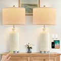 Living Room Lamps Set of 2, 27" Touch Lamps for Nightstand with USB A+C Ports, Modern Farmhouse Table Lamps for Bedroom, Beige - color: Beige