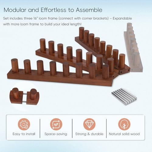 LITURTOO 48" Chunky Blanket Loom - Loom for DIY Throw Blankets, Adjustable Size Hand Knitting Yarn Chunky - size: 48“Dark Wood Color