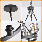 Wagon Wheel Chandelier Modern Farmhouse Pendant Light,Black Farmhouse Chandelier, 6-Light Wagon Wheel Chandelier with Adjustable Height, Dining Room Light Fixture, Hanging Lights - color: D
