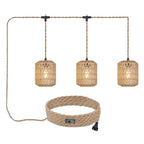3 Lights Plug in Pendant Light with Cord On/Off Switch Rattan Hanging Lamp with 22ft Hand Woven Wicker Plug in Chandelier Boho Hanging Lights Fixture for Bedroom Kitchen Hallway Foyer - size: 3 Light
