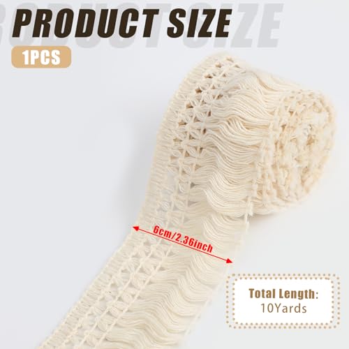 10 Yards Boho Long Fringe Trim 2.3'' Wide Sewing Fringe Trim Cotton Tassel Trims for Clothes Lamp Shade Curtain Dress Crafts Accessories Home Decor