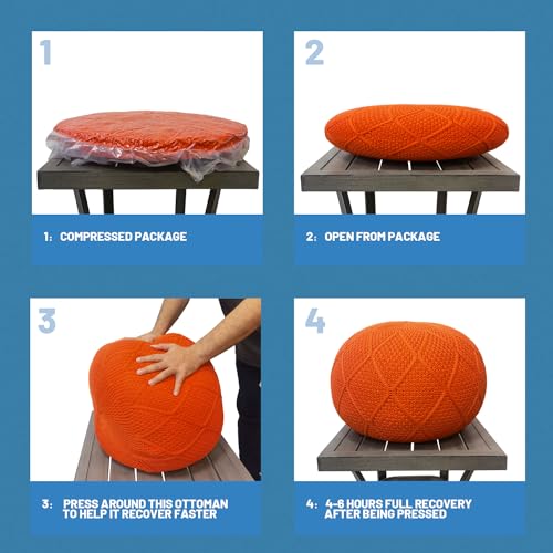ARTPLAN - Round Knit Pouf - Woven Floor Ottoman - Handmade & Hand Stitched - 19.7 Dia x 12.8 High - Boho Home Décor - Living Room - Bedroom,Agate Green - color: Agate Green