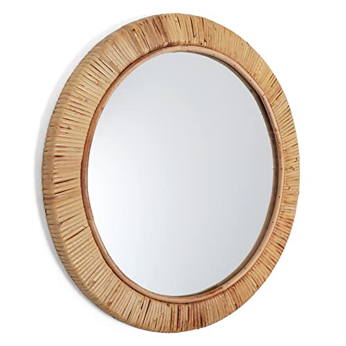 Rutledge & King Wall Mirror Rattan Mirror - Mirror Wall Decor - Wall Mirrors Decorative - Rattan Decor Boho - Circle Mirrors for Wall - Entryway Decor (1, Seaside - Medium) - color: Seaside - Medium